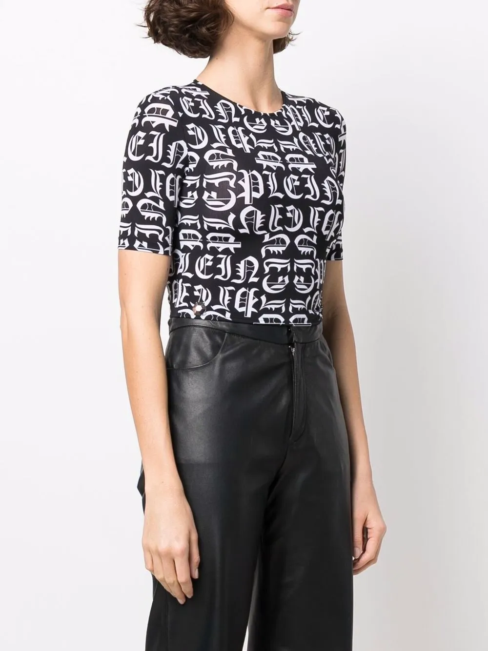 фото Philipp plein укороченная футболка gothic plein с круглым вырезом