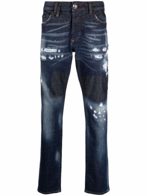 Philipp Plein Super Straight bandana-print jeans Men