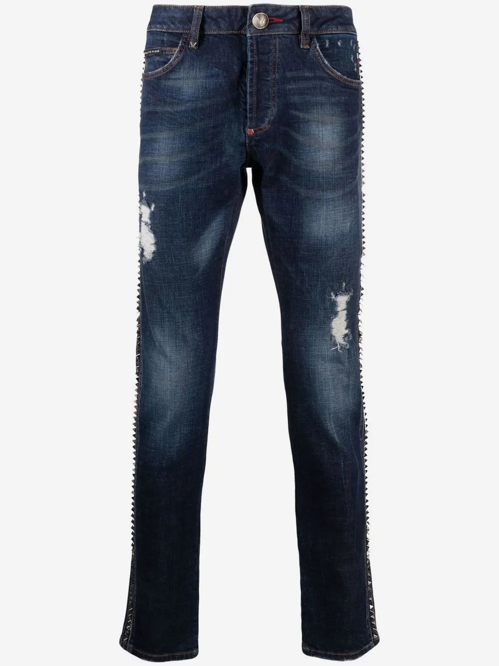 Philipp Plein distressed straight-leg jeans | Blue | Image 1
