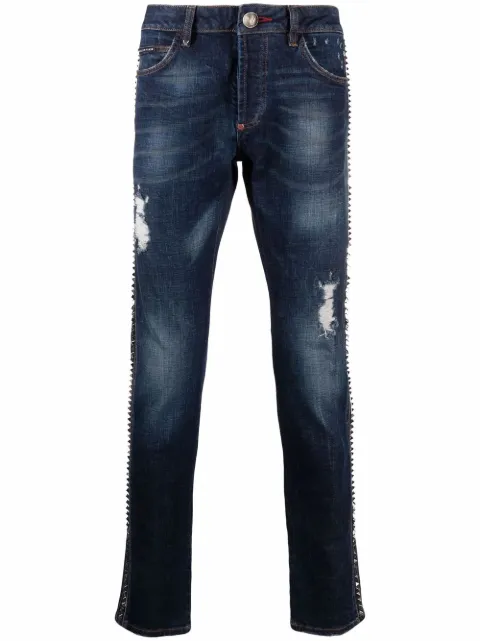 Philipp Plein jeans rectos con efecto envejecido