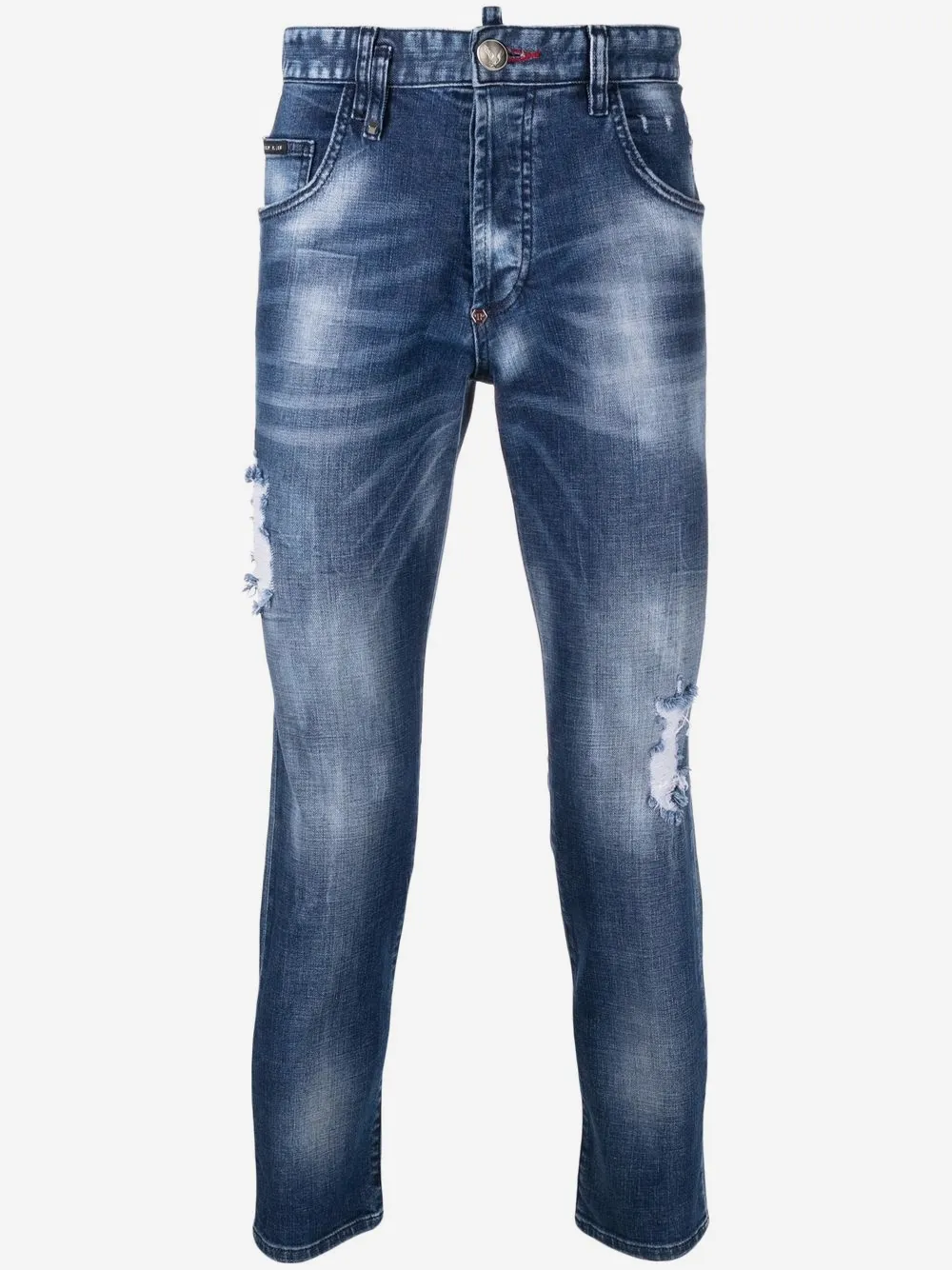 Philipp Plein ripped-detailed skinny jeans | Blue | Image 1