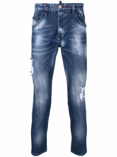 Philipp Plein skinny jeans con detalles rasgados