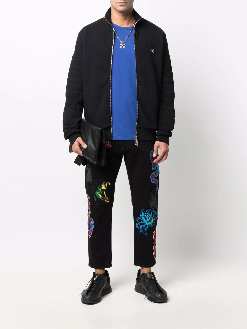 фото Philipp plein спортивная куртка на молнии с декором skull