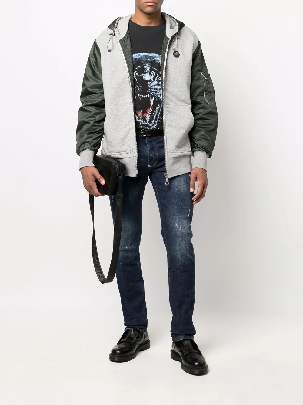 Philipp Plein Bomberjack met capuchon - Grijs