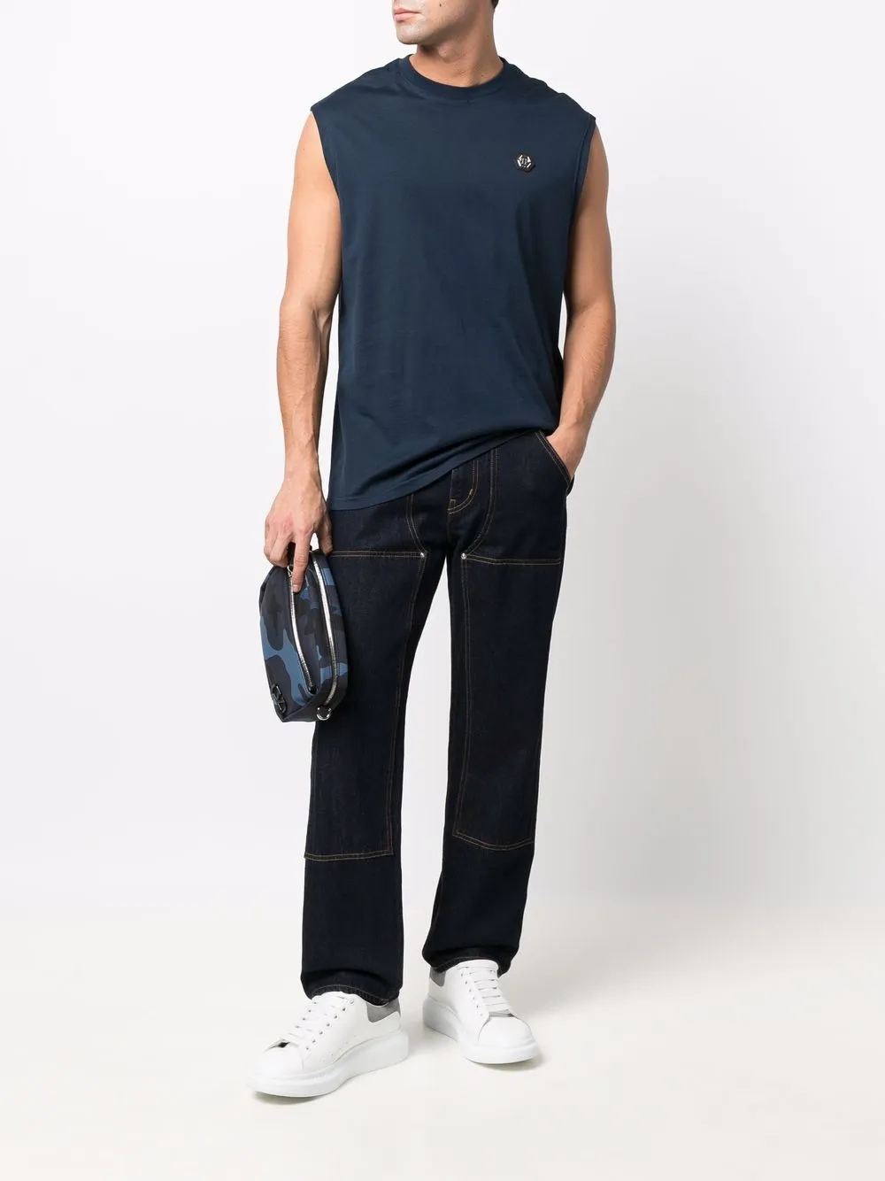 Philipp Plein Mouwloos T-shirt - Blauw