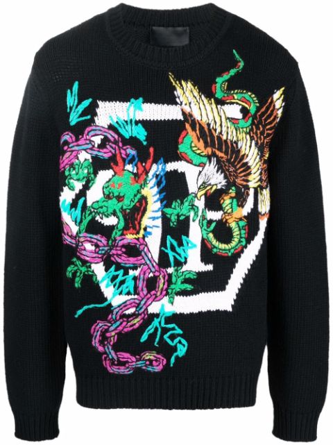 Philipp Plein patterned intarsia-knit jumper Women