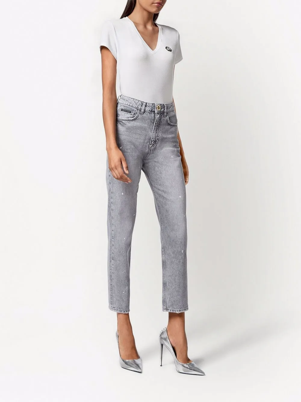 фото Philipp plein укороченные джинсы с завышенной талией