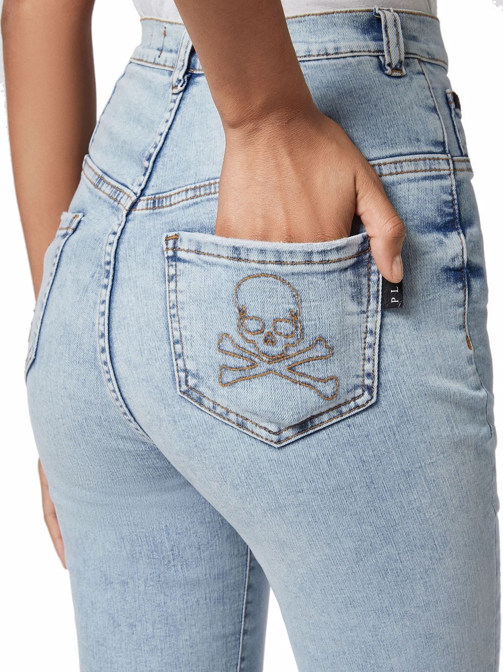 фото Philipp plein джинсы с завышенной талией и вышивкой skull