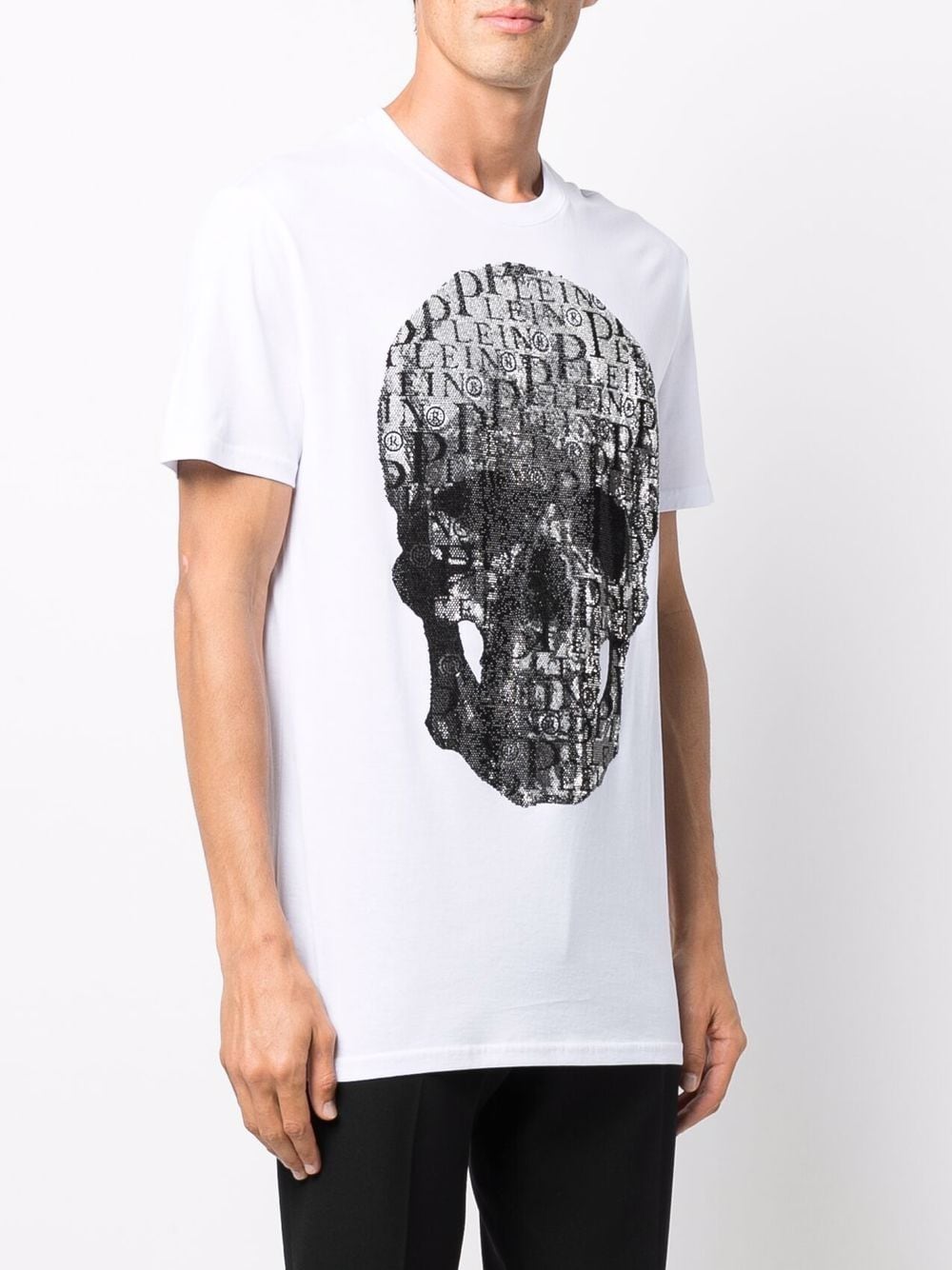 Shop Philipp Plein Skull-print Round Neck T-shirt In White