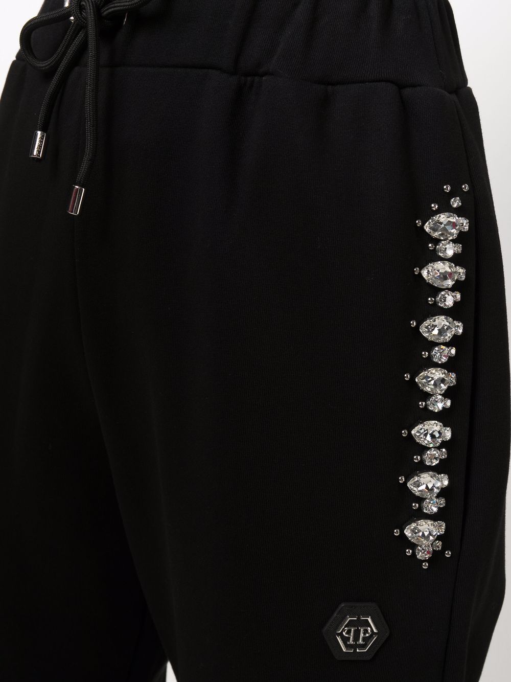 Shop Philipp Plein Crystal Iconic-plein Track Pants In Black