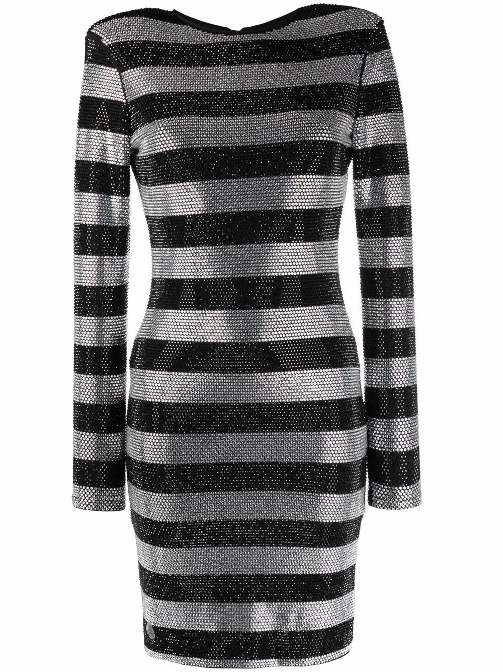 Image 1 of Philipp Plein crystal-stripes fitted mini dress