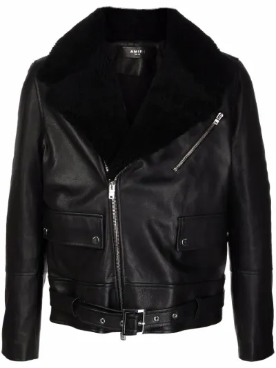 AMIRI shearling collar leather jacket 