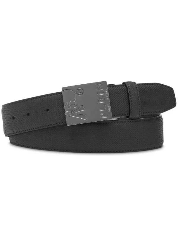 Philipp Plein Ceinture En Cuir a Plaque Logo Noir FARFETCH MA