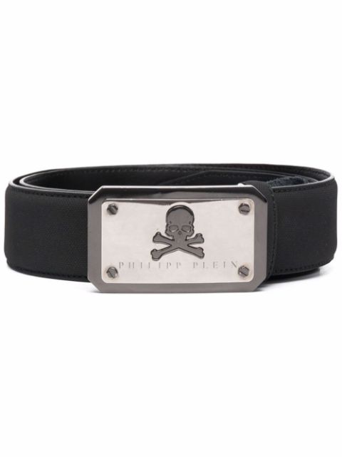 Philipp Plein logo-plaque leather belt Men