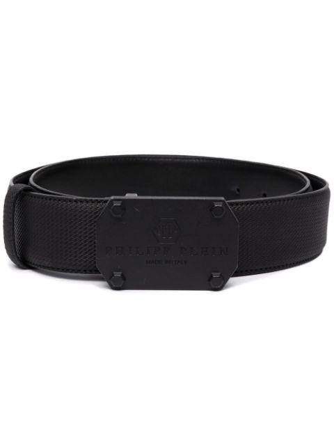 Philipp Plein logo-plaque leather belt Men