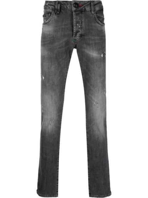 Philipp Plein Destroyed straight-leg denim trousers Men