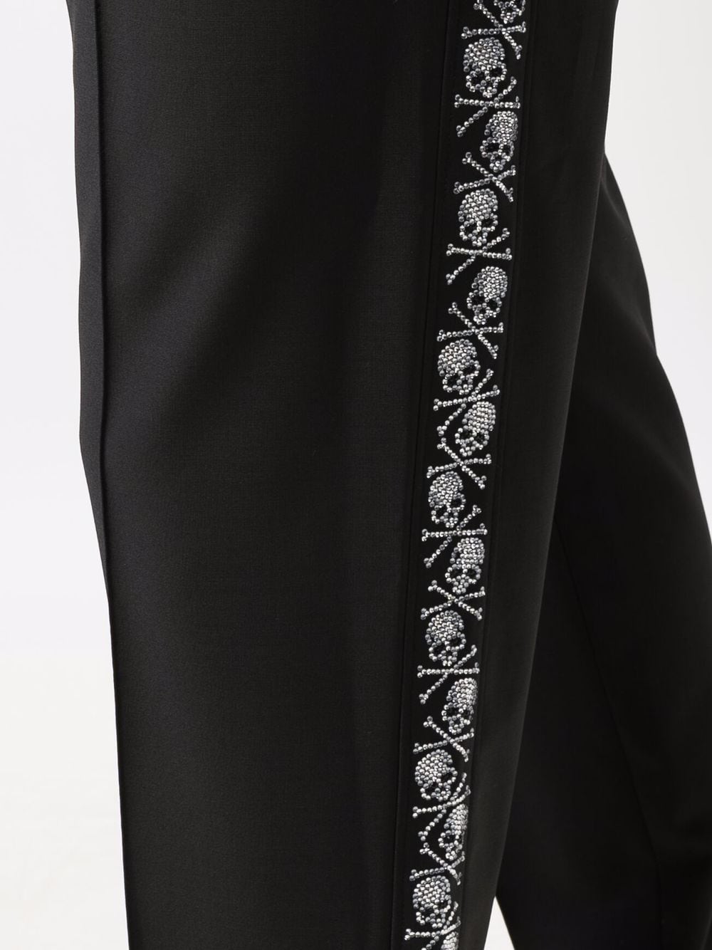 Shop Philipp Plein Skull-motif Rhinestone Track Trousers In Black