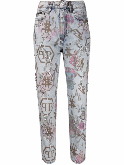 Philipp Plein tattoo-monogram boyfriend jeans Women