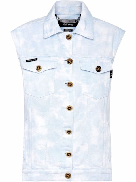 Philipp Plein bleach-effect denim vest