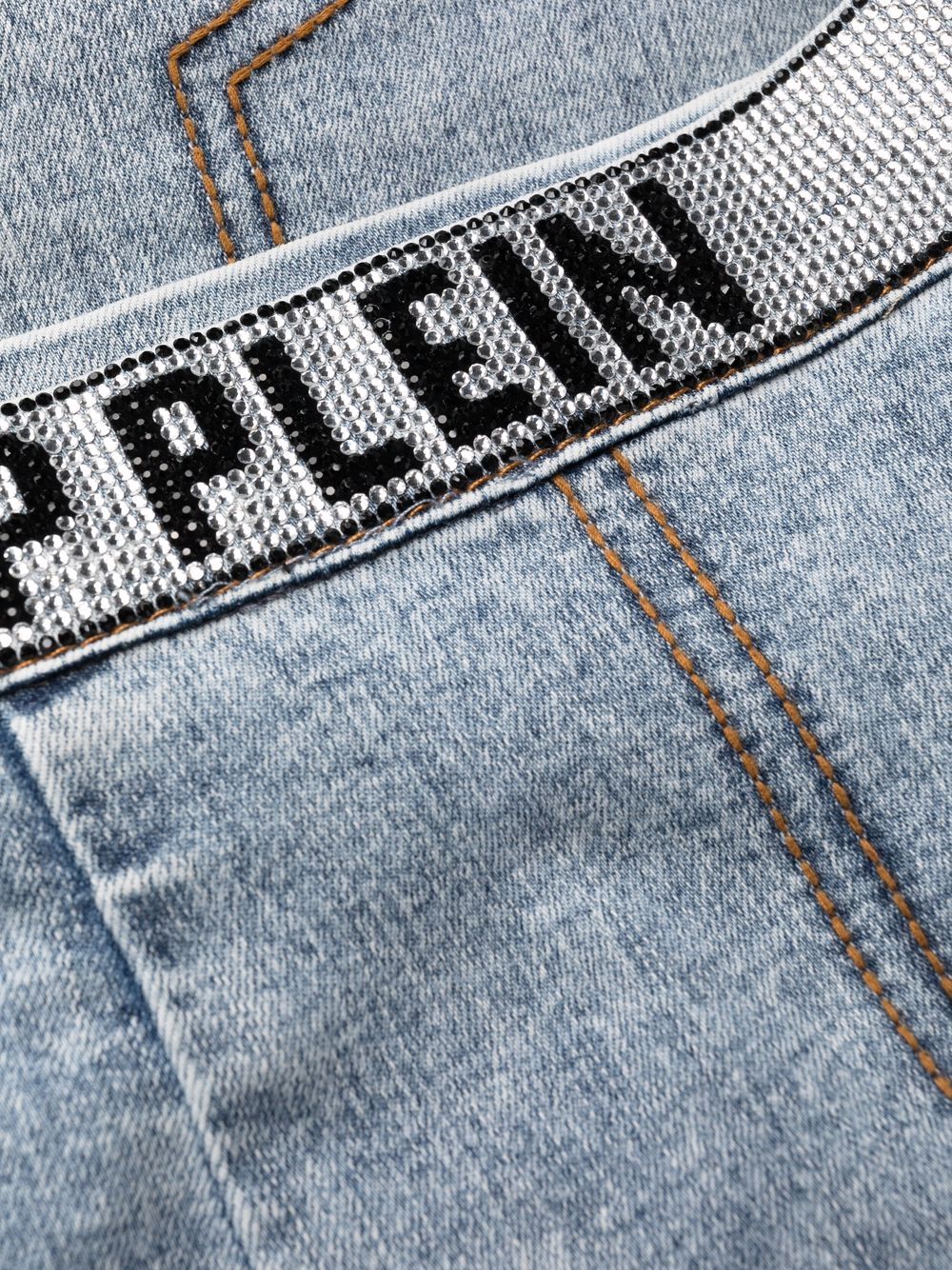 Philipp Plein logo-waistband denim leggings Women