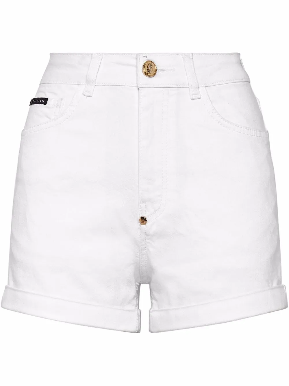 

Philipp Plein shorts de mezclilla con parche del logo - Blanco