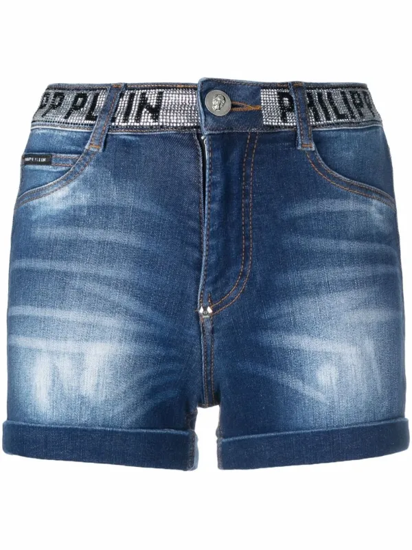 Philipp Plein Stones Hot Pants Blue FARFETCH CA