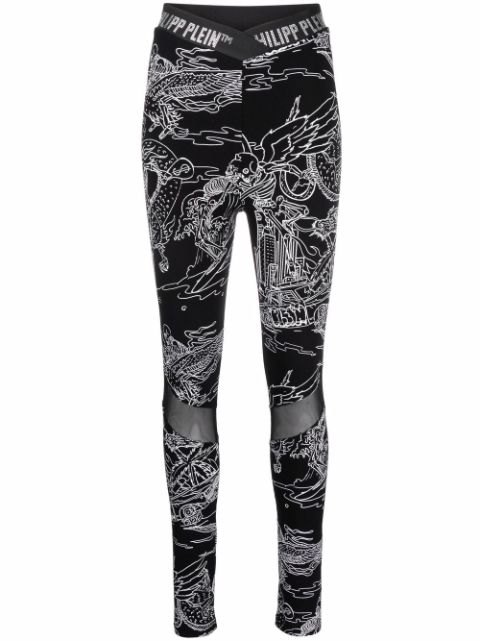 Philipp Plein high-waist tattoo-print leggings Women