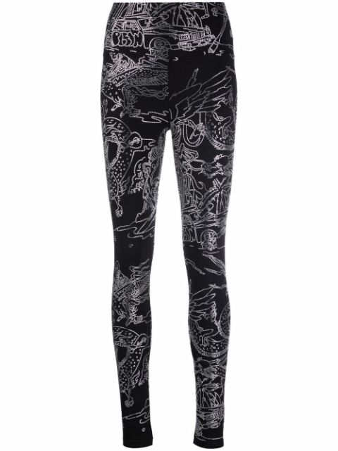 Philipp Plein tattoo-print embellished leggings Women