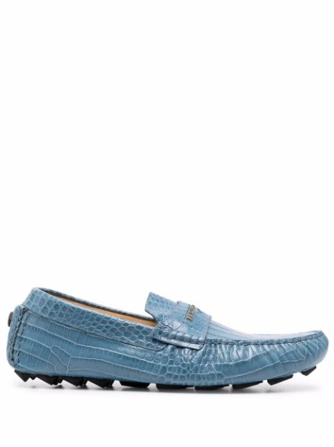 Philipp Plein blue leather moccasin Men