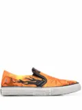 Philipp Plein flame print slip-on sneakers - Orange