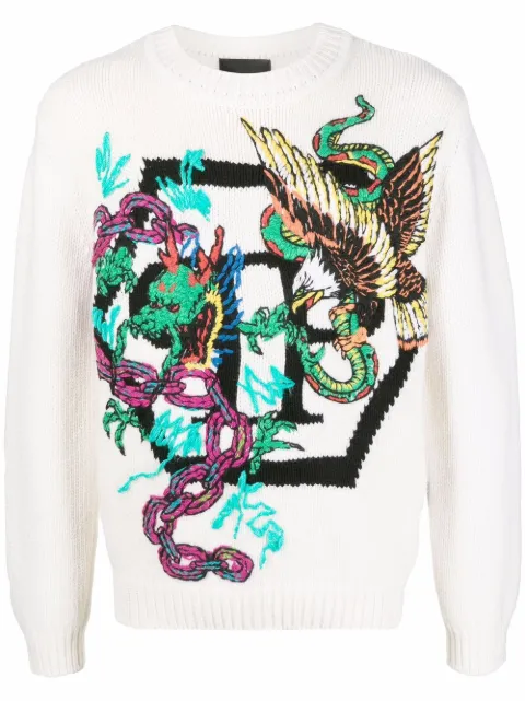 Philipp Plein patterned intarsia-knit jumper Women