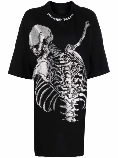 Philipp Plein Skeleton print T-shirt dress Women