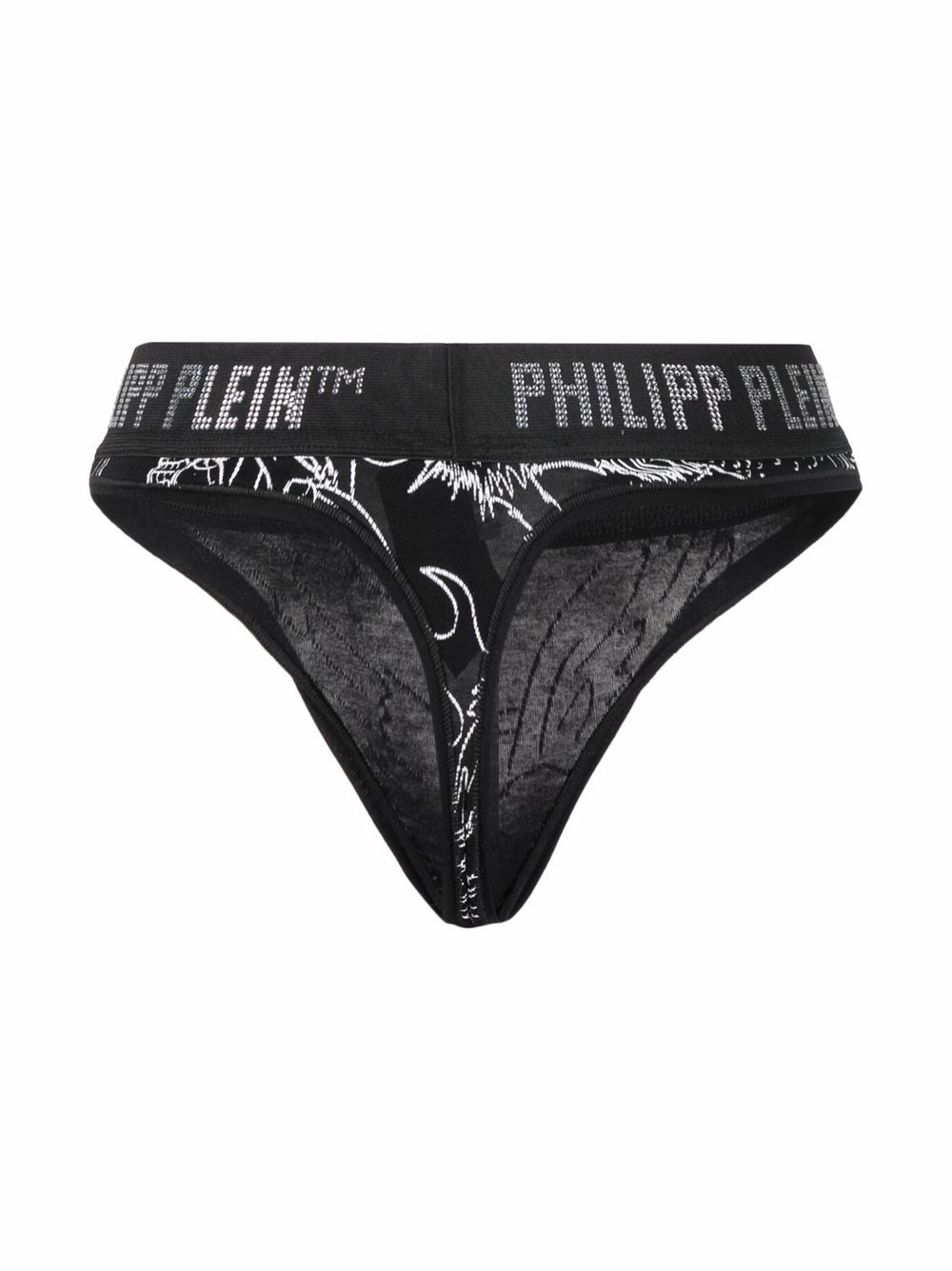 фото Philipp plein трусы-стринги с графичным принтом и заклепками