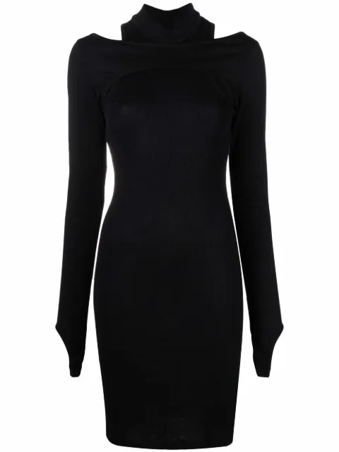 Helmut Lang cut-out high-neck ribbed dress