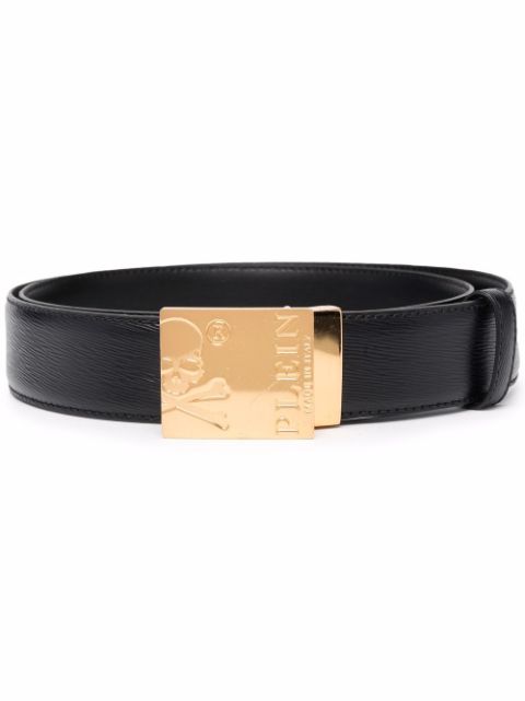 Philipp Plein Skull-logo engraved buckle belt Men