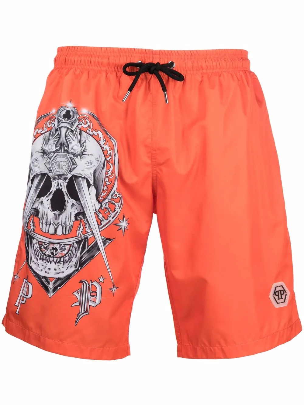 

Philipp Plein bermudas con motivo Skull - Naranja