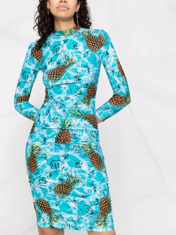 pineapple bodycon dress Pineapple Print Halter Mini Dress FOREVER 21