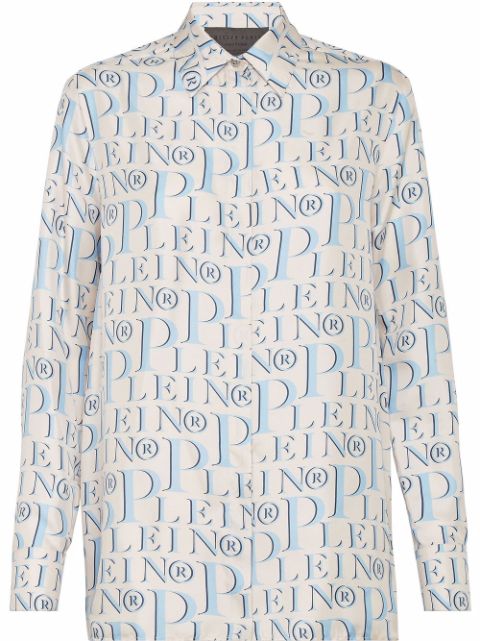 Philipp Plein all-over logo-print tailored shirt Women