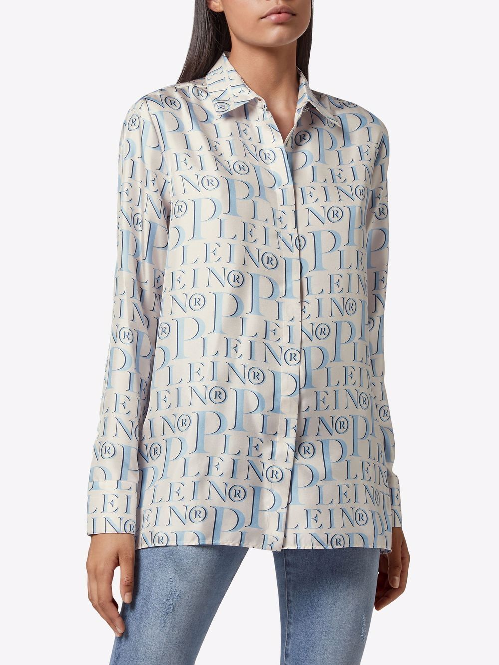 Philipp Plein all-over logo-print tailored shirt Women