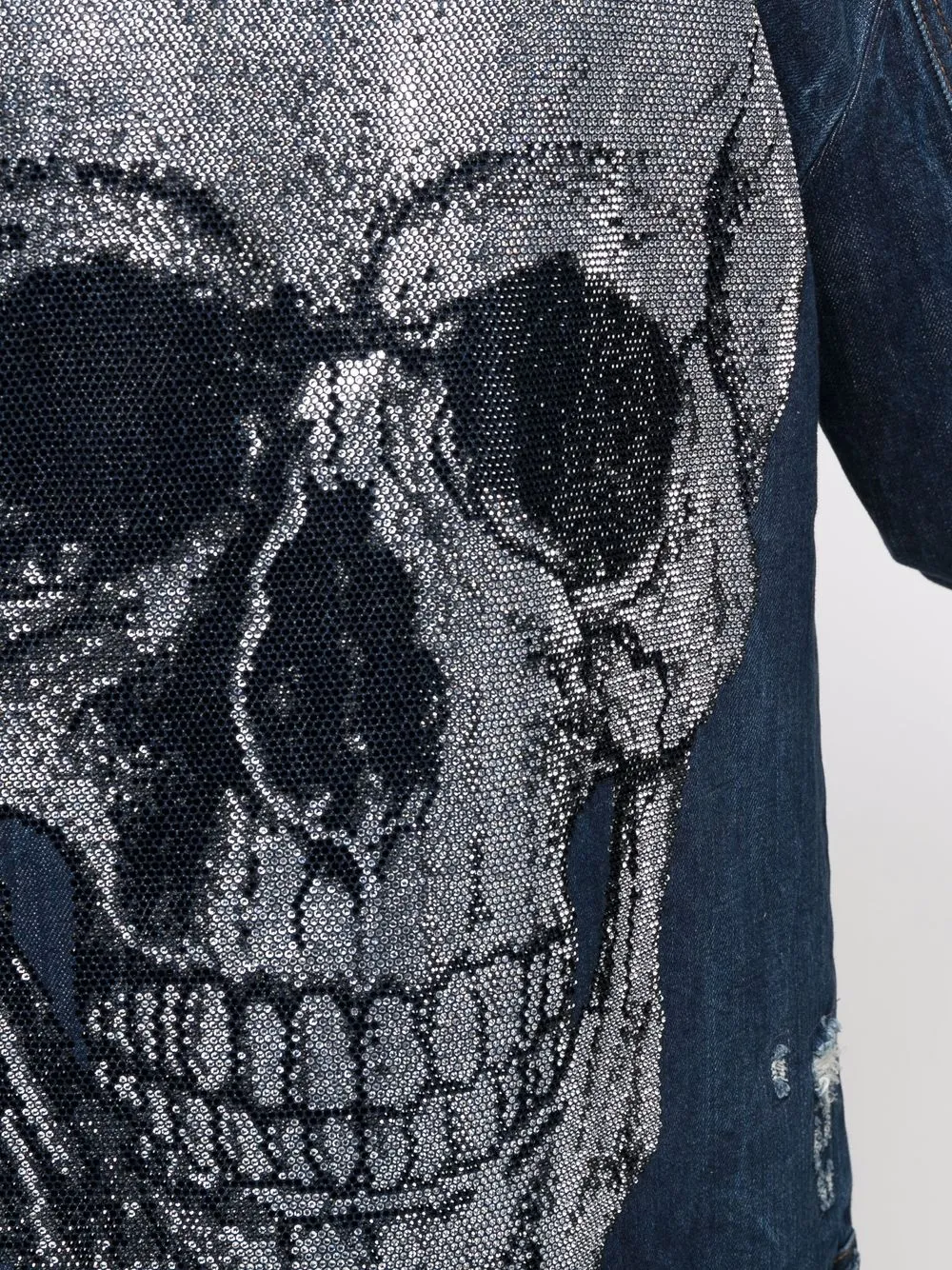 фото Philipp plein джинсовая куртка с вышивкой skull