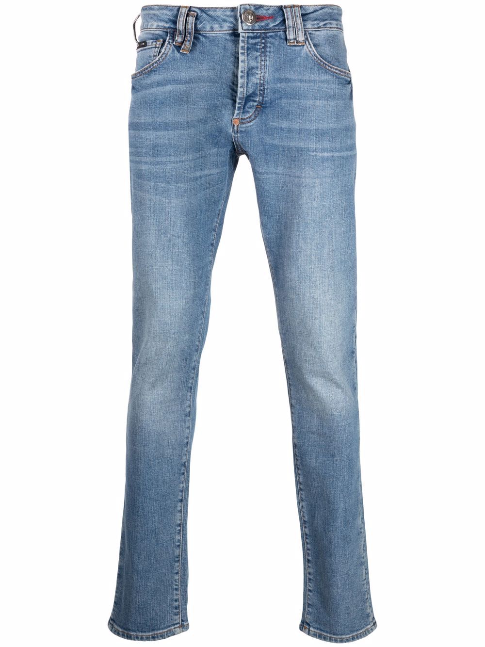 

Philipp Plein Super Straight-cut mid-rise jeans - Blue