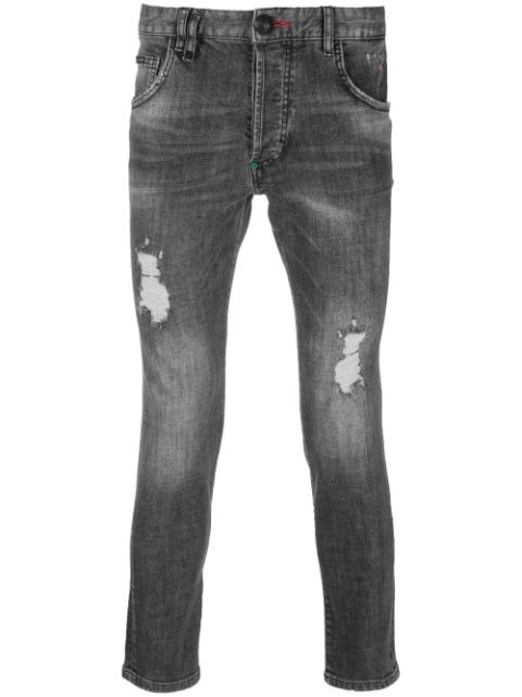 Philipp Plein distressed straight-leg denim trousers Men