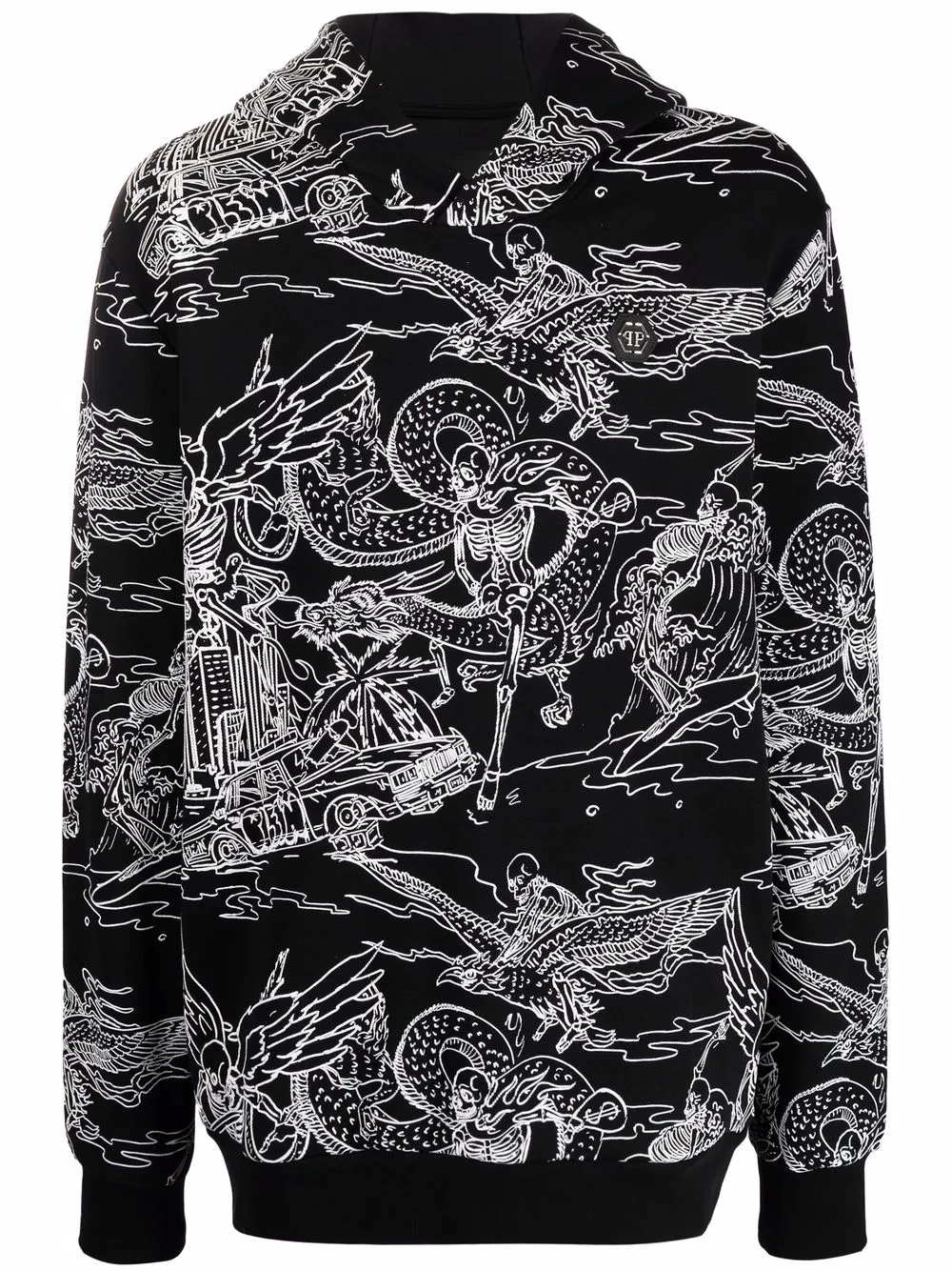 Philipp Plein hoodie bordado - Negro