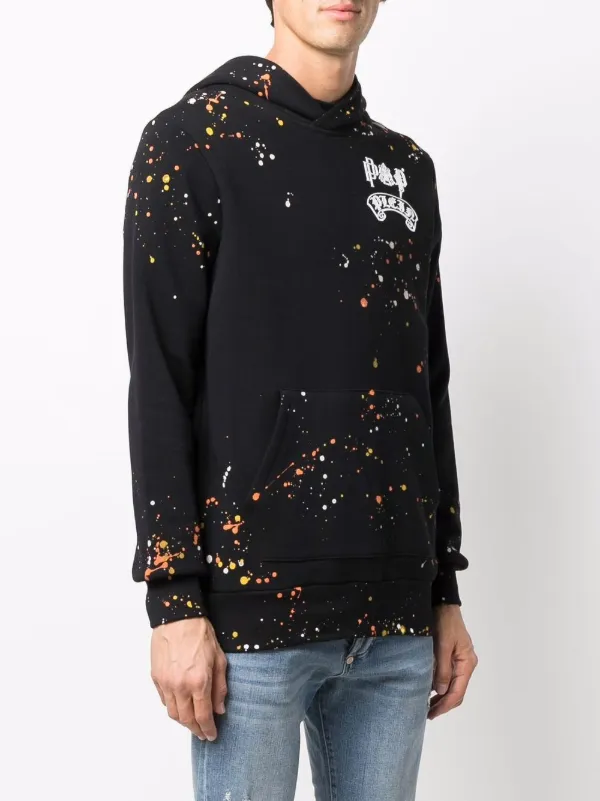 Black paint splatter hoodie 2025