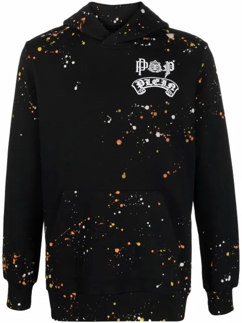 Philipp Plein paint splatter-print pullover hoodie