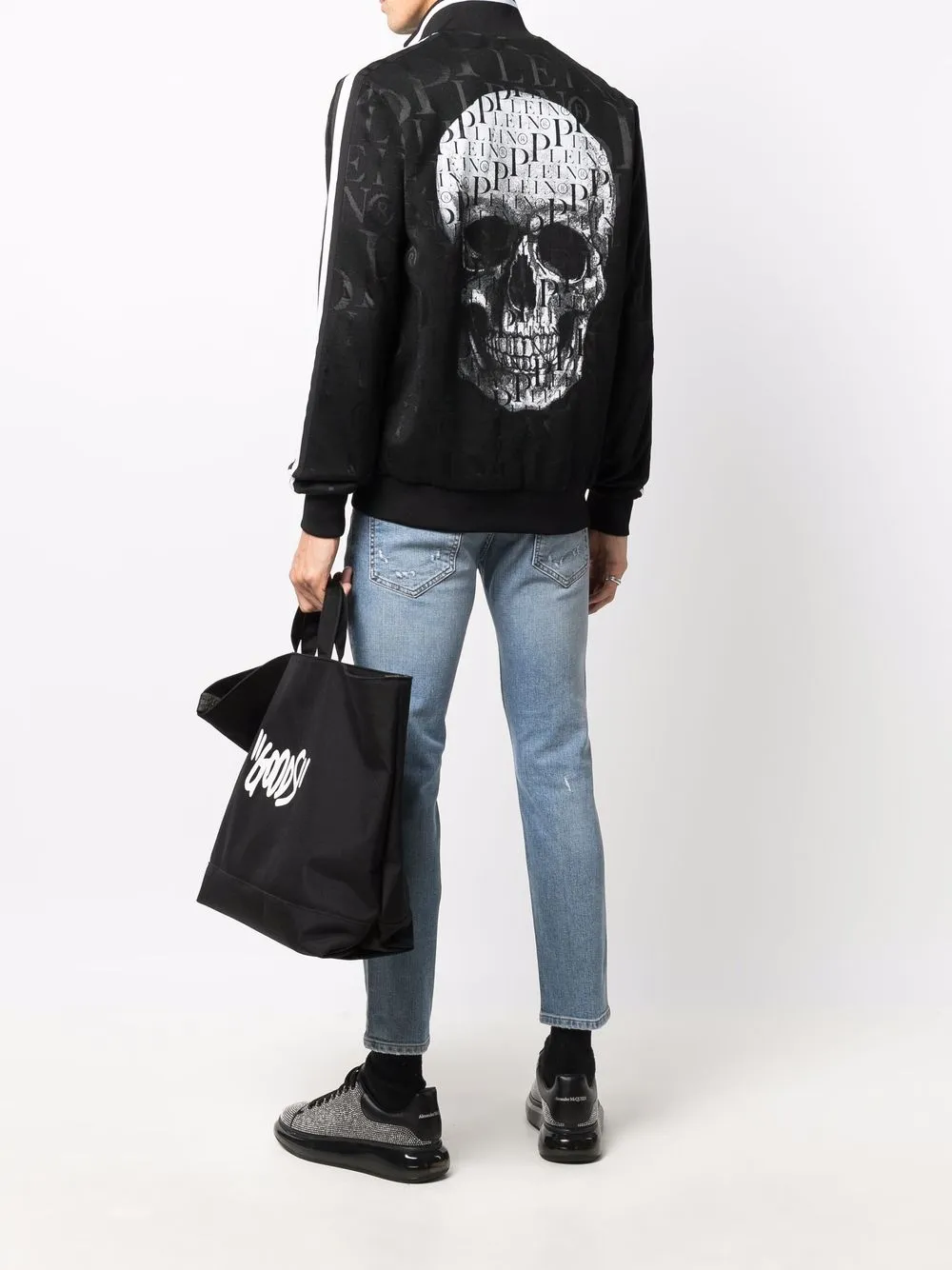 Philipp Plein Trainingsjack met logoprint - Zwart