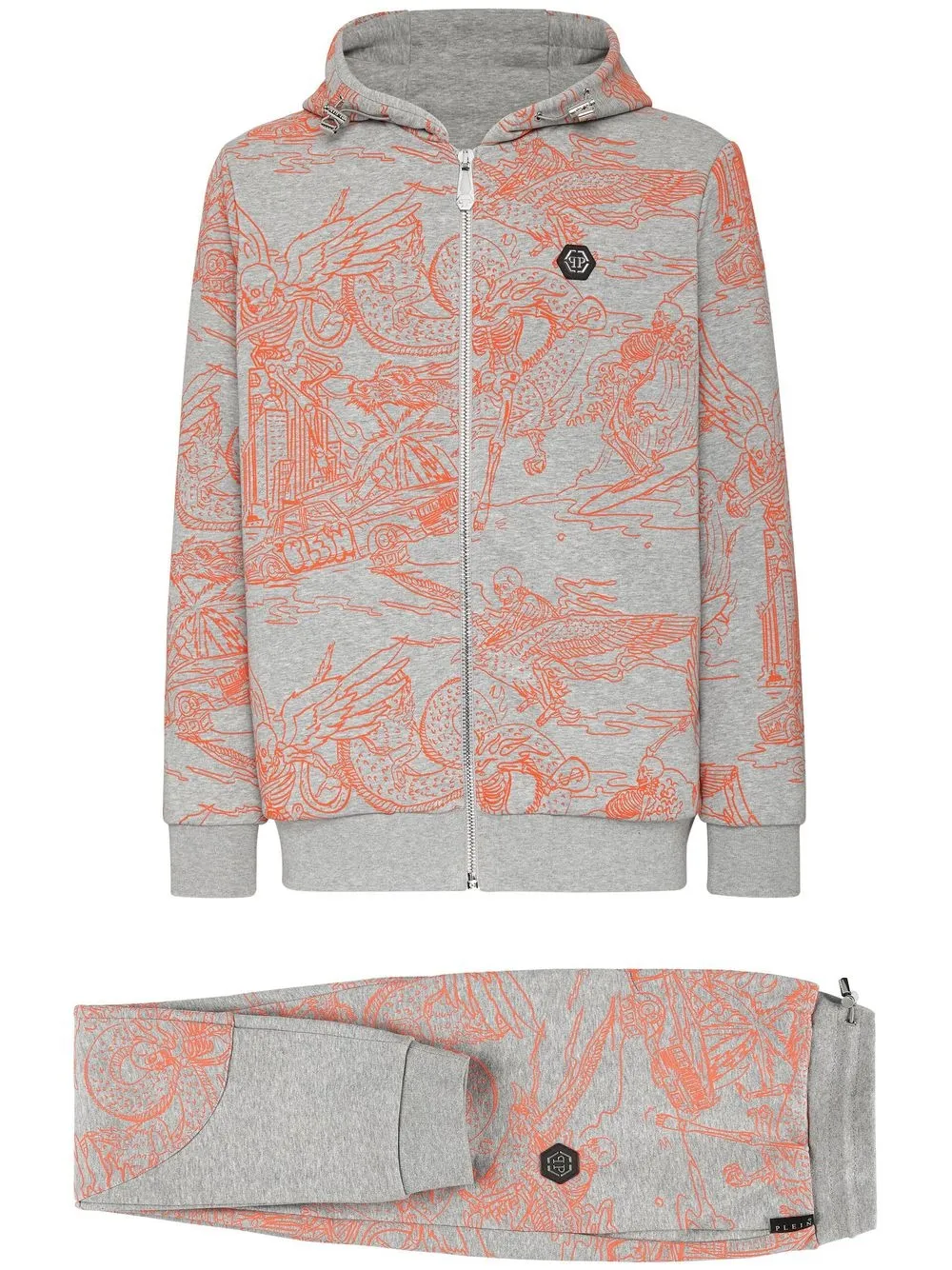 Philipp Plein top deportivo con estampado de esqueletos | gris | Image 1