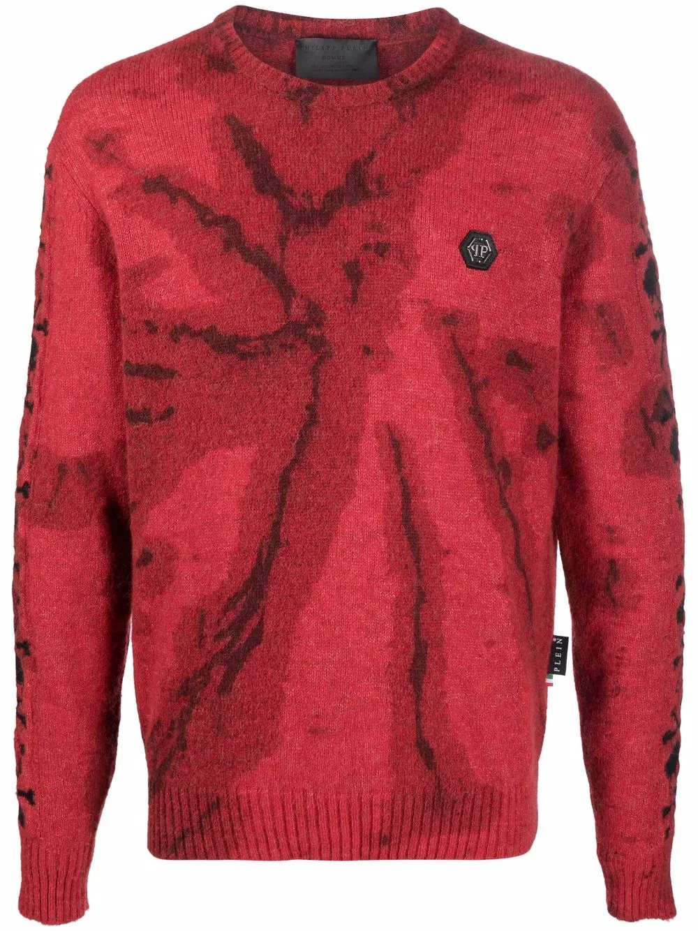 

Philipp Plein bleach-wash crew neck sweatshirt - Red