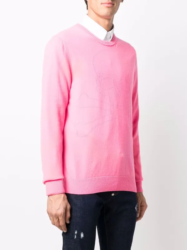 Cashmere Men's Pink Crew Neck Jumper Philipp Plein Crew Neck