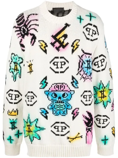 Philipp Plein Tattoo Monogram knitted jumper 